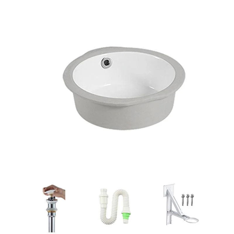 Circular Bathroom Sink Modern White Vitreous China Drop-in Bathroom Sink -Bathlova