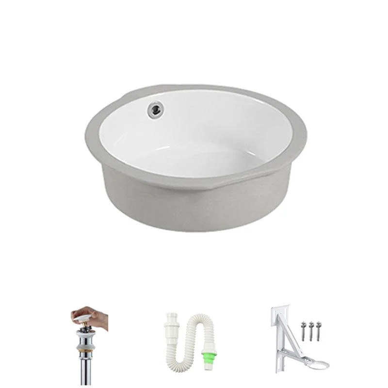 Circular Bathroom Sink Modern White Vitreous China Drop-in Bathroom Sink -Bathlova