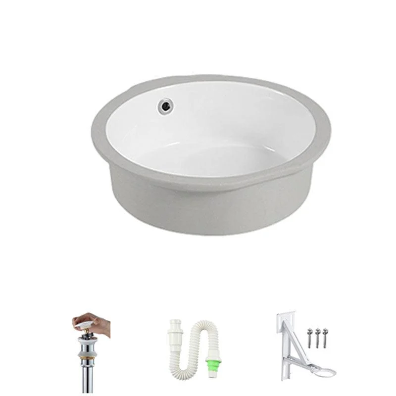 Circular Bathroom Sink Modern White Vitreous China Drop-in Bathroom Sink -Bathlova