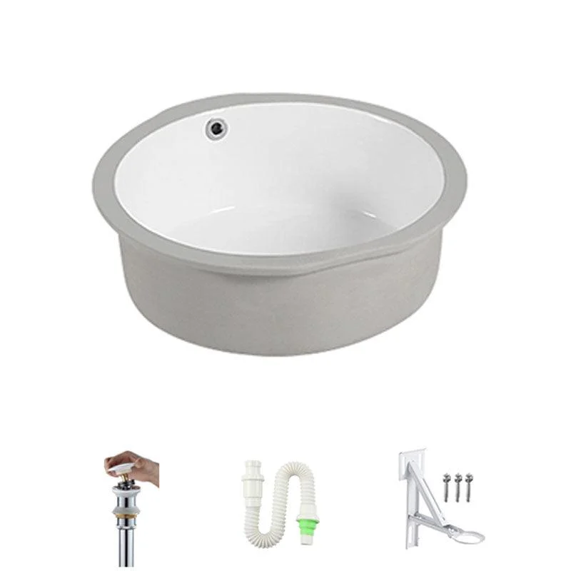 Circular Bathroom Sink Modern White Vitreous China Drop-in Bathroom Sink -Bathlova