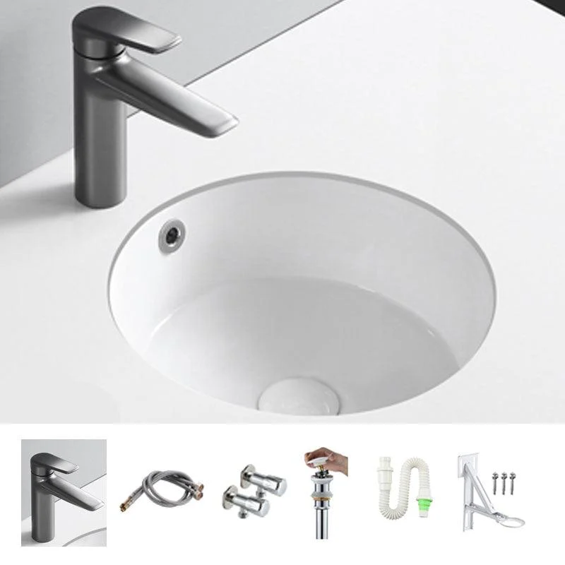 Circular Bathroom Sink Modern White Vitreous China Drop-in Bathroom Sink -Bathlova