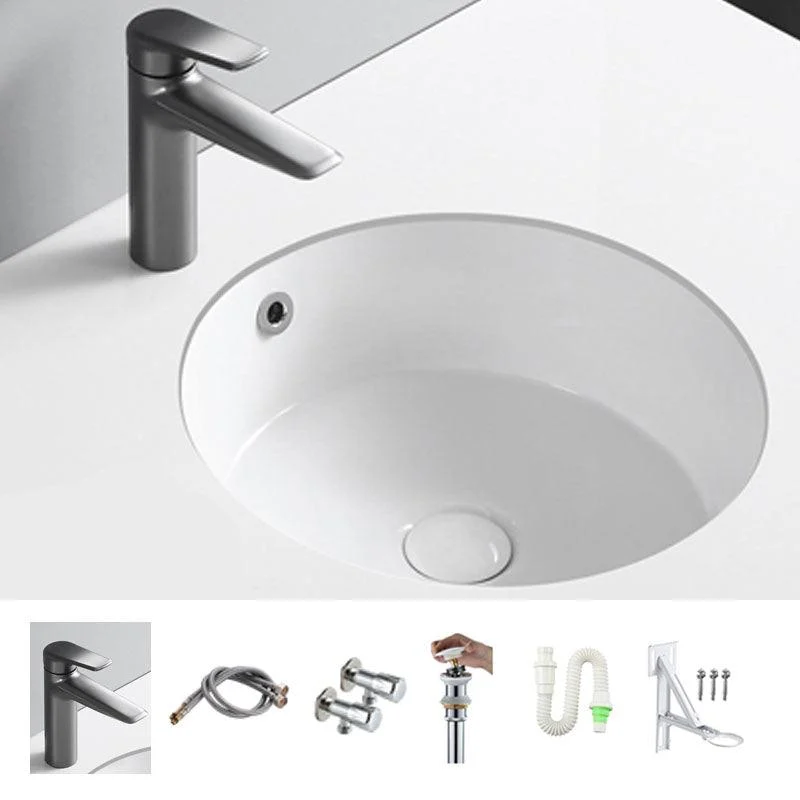 Circular Bathroom Sink Modern White Vitreous China Drop-in Bathroom Sink -Bathlova