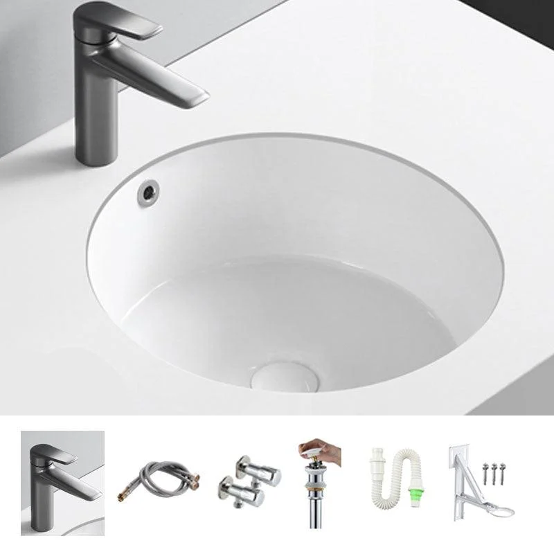 Circular Bathroom Sink Modern White Vitreous China Drop-in Bathroom Sink -Bathlova