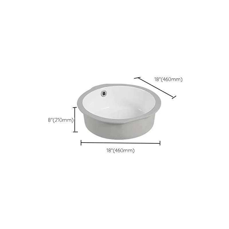 Circular Bathroom Sink Modern White Vitreous China Drop-in Bathroom Sink -Bathlova