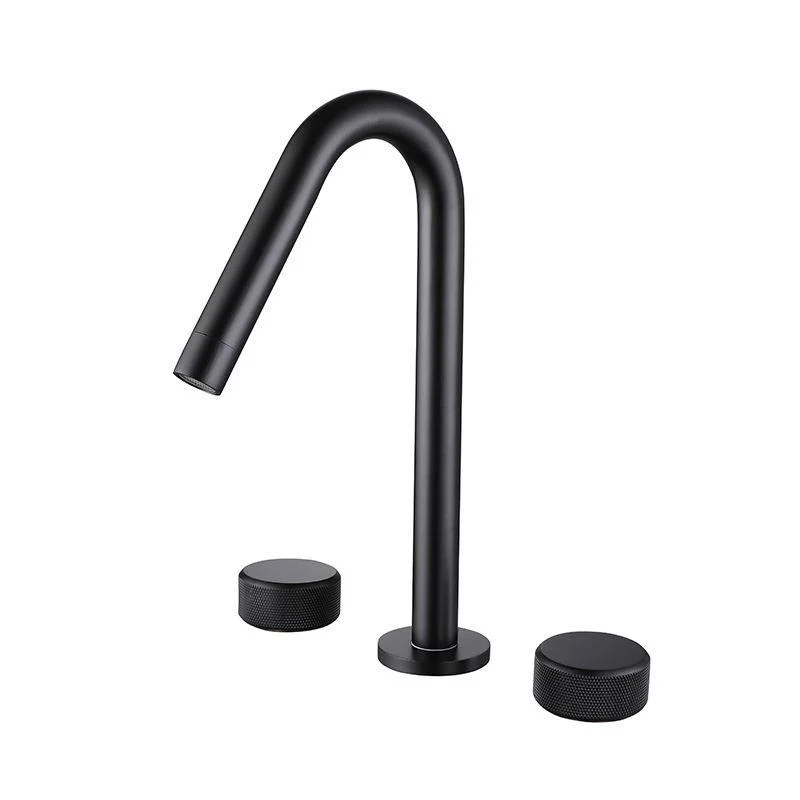 Circular Bathroom Tap with Gooseneck Arc 3 Hole Widespread Bathroom Sink Tap -Bathlova