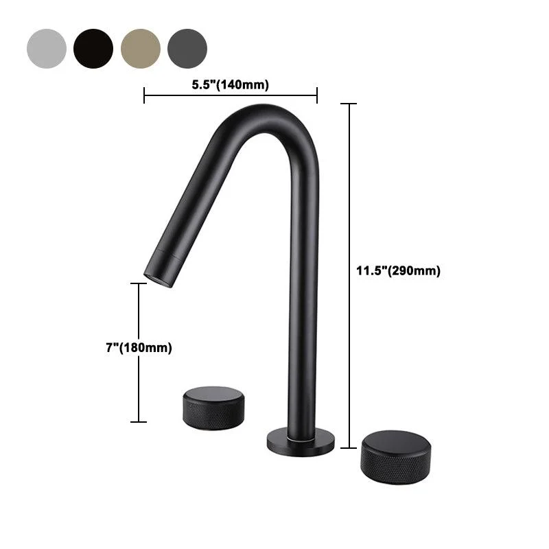 Circular Bathroom Tap with Gooseneck Arc 3 Hole Widespread Bathroom Sink Tap -Bathlova