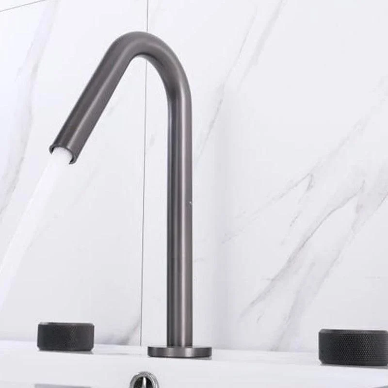 Circular Bathroom Tap with Gooseneck Arc 3 Hole Widespread Bathroom Sink Tap -Bathlova