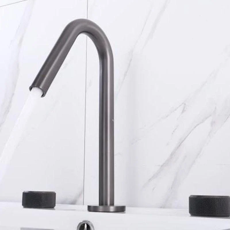 Circular Bathroom Tap with Gooseneck Arc 3 Hole Widespread Bathroom Sink Tap -Bathlova