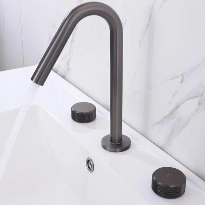 Circular Bathroom Tap with Gooseneck Arc 3 Hole Widespread Bathroom Sink Tap -Bathlova