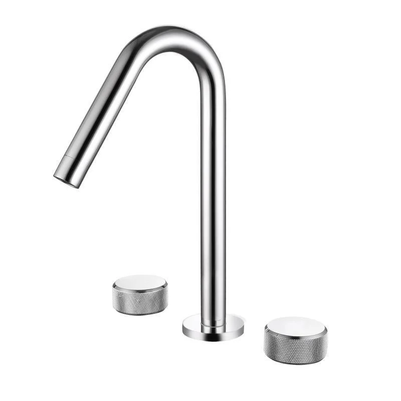 Circular Bathroom Tap with Gooseneck Arc 3 Hole Widespread Bathroom Sink Tap -Bathlova