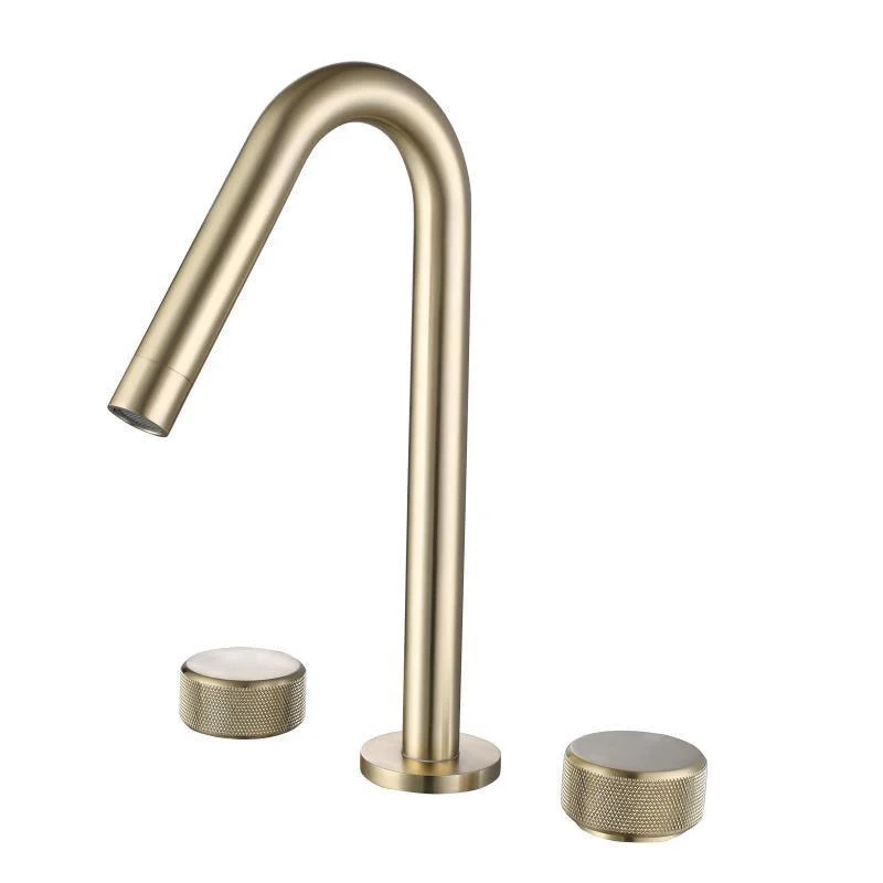 Circular Bathroom Tap with Gooseneck Arc 3 Hole Widespread Bathroom Sink Tap -Bathlova