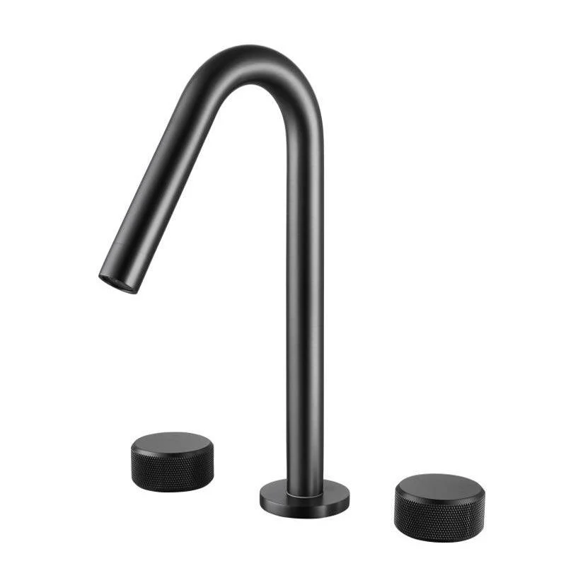 Circular Bathroom Tap with Gooseneck Arc 3 Hole Widespread Bathroom Sink Tap -Bathlova