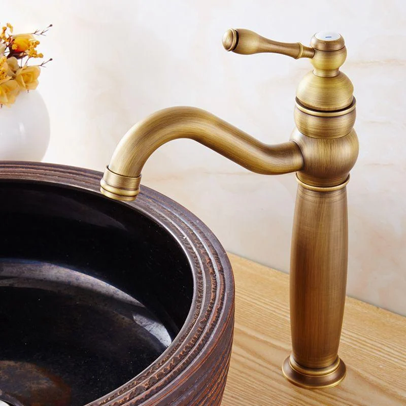 Circular Vessel Sink Bathroom Tap Single Handle High Arc Vessel Tap -Bathlova