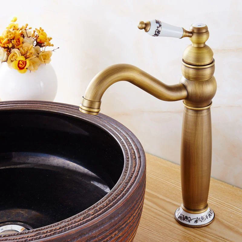 Circular Vessel Sink Bathroom Tap Single Handle High Arc Vessel Tap -Bathlova