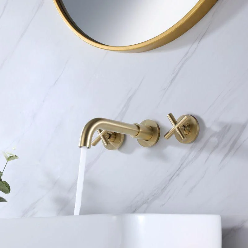 Circular Widespread Wall Mounted Bathroom Sink Tap Brass Brass Bathroom Tap -Bathlova