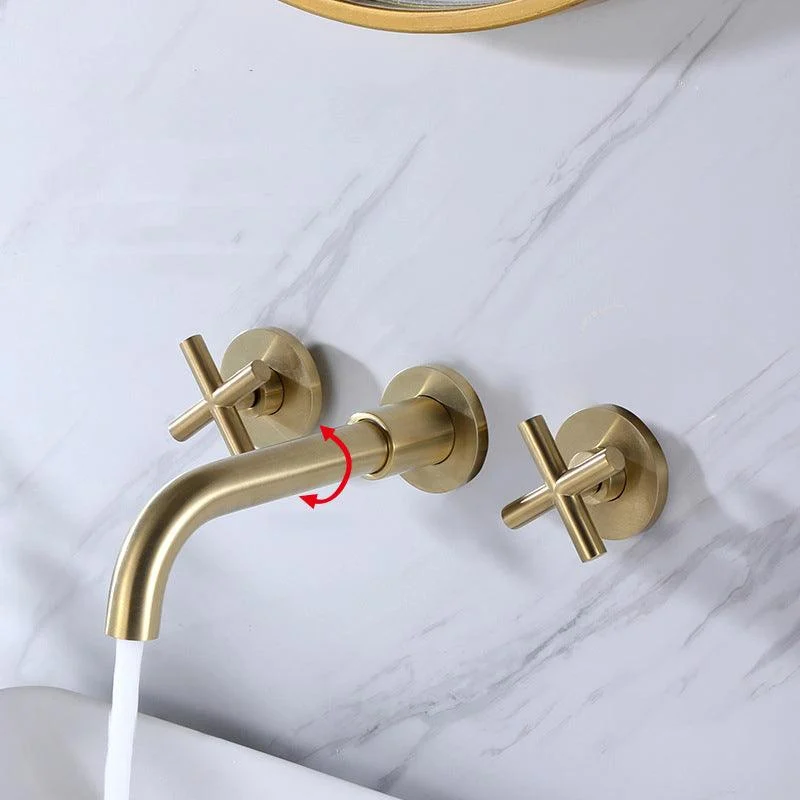 Circular Widespread Wall Mounted Bathroom Sink Tap Brass Brass Bathroom Tap -Bathlova