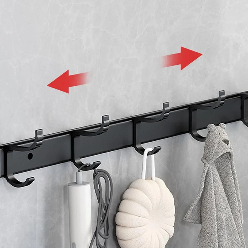 Classic Bath Hardware Set in Aluminum Black Finish Robe Hooks/ Towel Bar -Bathlova