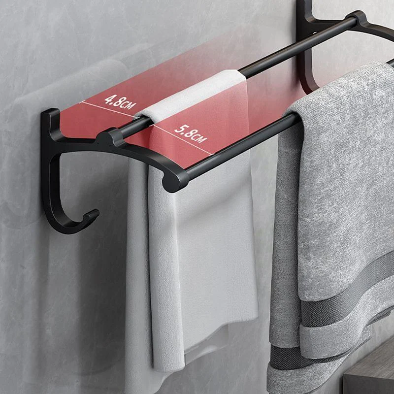 Classic Bath Hardware Set in Aluminum Black Finish Robe Hooks/ Towel Bar -Bathlova