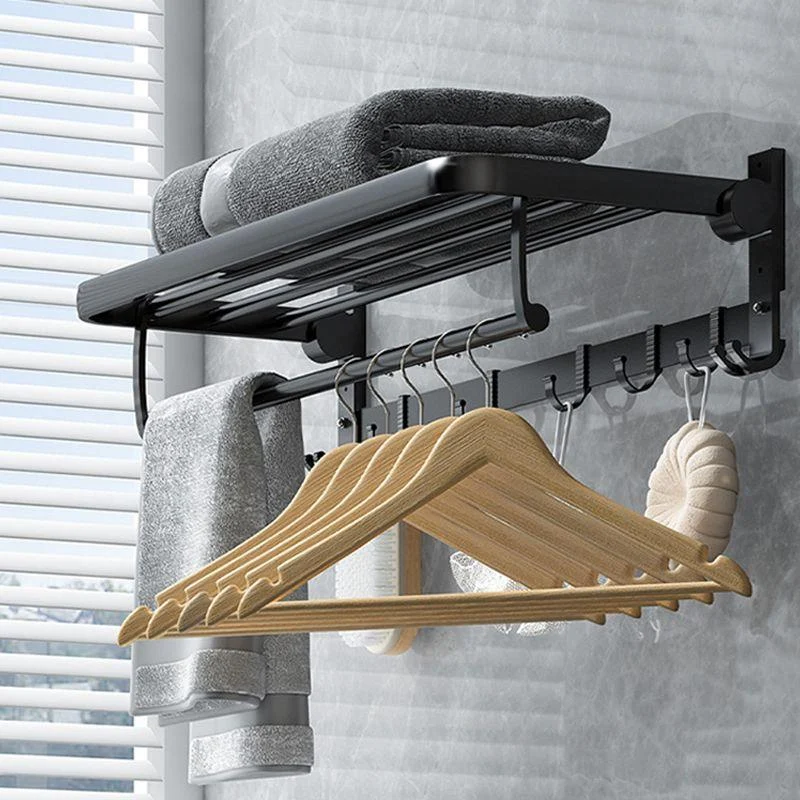 Classic Bath Hardware Set in Aluminum Black Finish Robe Hooks/ Towel Bar -Bathlova