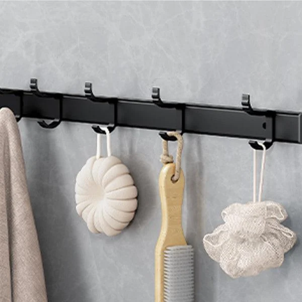 Classic Bath Hardware Set in Aluminum Black Finish Robe Hooks/ Towel Bar -Bathlova