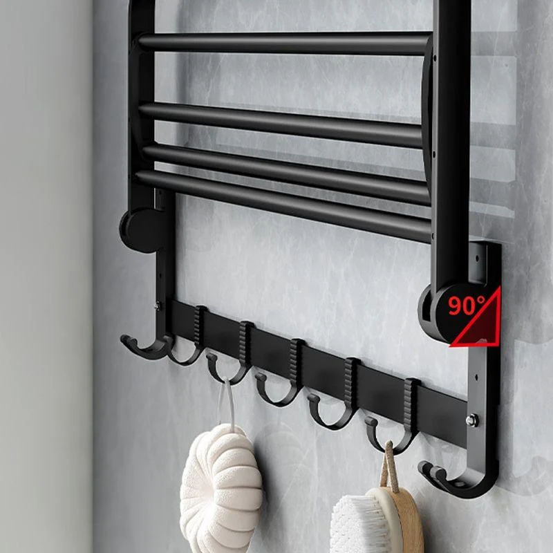 Classic Bath Hardware Set in Aluminum Black Finish Robe Hooks/ Towel Bar -Bathlova