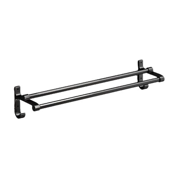 Classic Bath Hardware Set in Aluminum Black Finish Robe Hooks/ Towel Bar -Bathlova