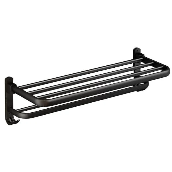 Classic Bath Hardware Set in Aluminum Black Finish Robe Hooks/ Towel Bar -Bathlova