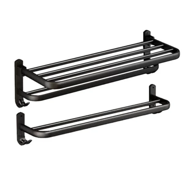 Classic Bath Hardware Set in Aluminum Black Finish Robe Hooks/ Towel Bar -Bathlova