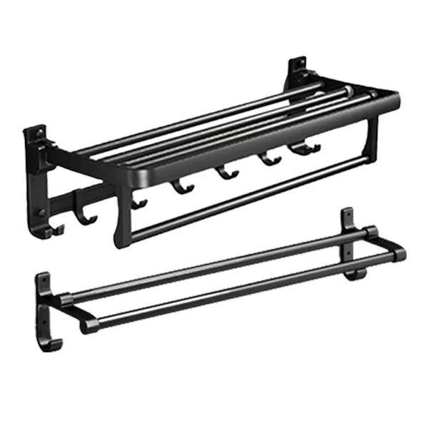 Classic Bath Hardware Set in Aluminum Black Finish Robe Hooks/ Towel Bar -Bathlova