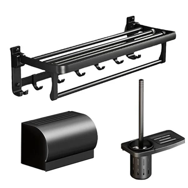 Classic Bath Hardware Set in Aluminum Black Finish Robe Hooks/ Towel Bar -Bathlova