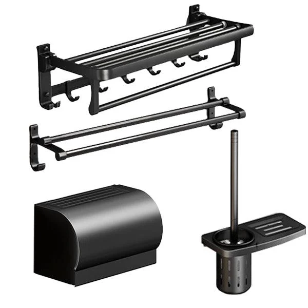 Classic Bath Hardware Set in Aluminum Black Finish Robe Hooks/ Towel Bar -Bathlova