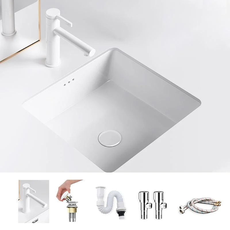 Classic Bathroom Sink Rectangular White Wash Stand with Pop-Up Drain -Bathlova