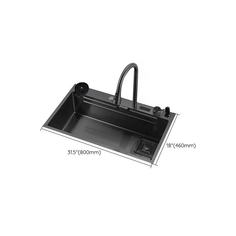 Classic Black Sink Stainless Steel Single Basin Sink with Soundproofing -Bathlova