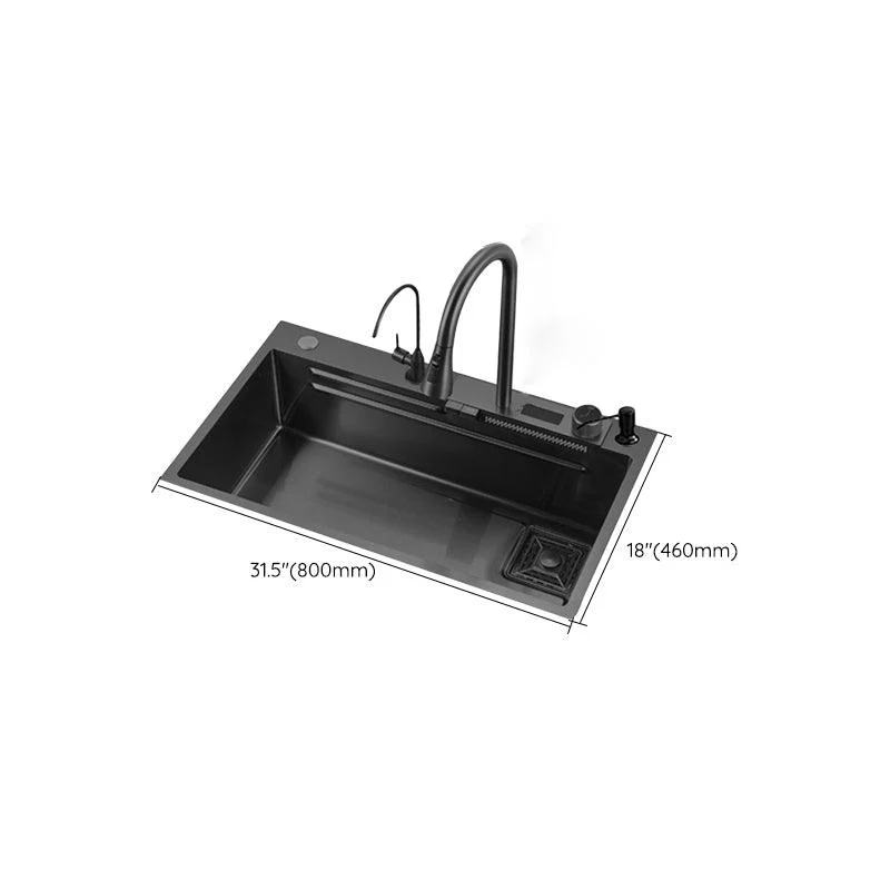 Classic Black Sink Stainless Steel Single Basin Sink with Soundproofing -Bathlova