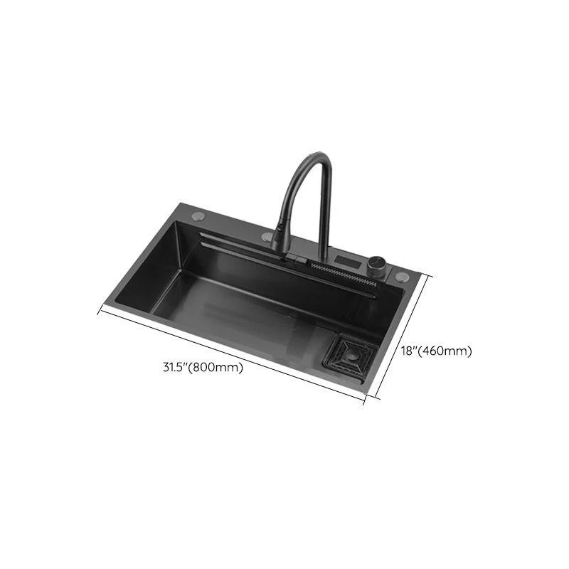 Classic Black Sink Stainless Steel Single Basin Sink with Soundproofing -Bathlova