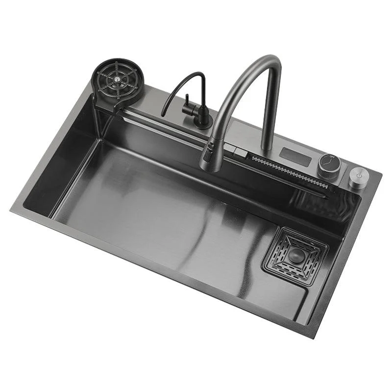 Classic Black Sink Stainless Steel Single Basin Sink with Soundproofing -Bathlova