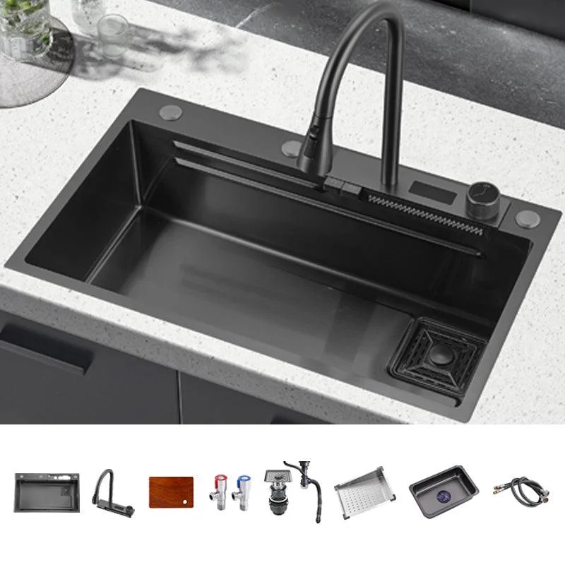 Classic Black Sink Stainless Steel Single Basin Sink with Soundproofing -Bathlova