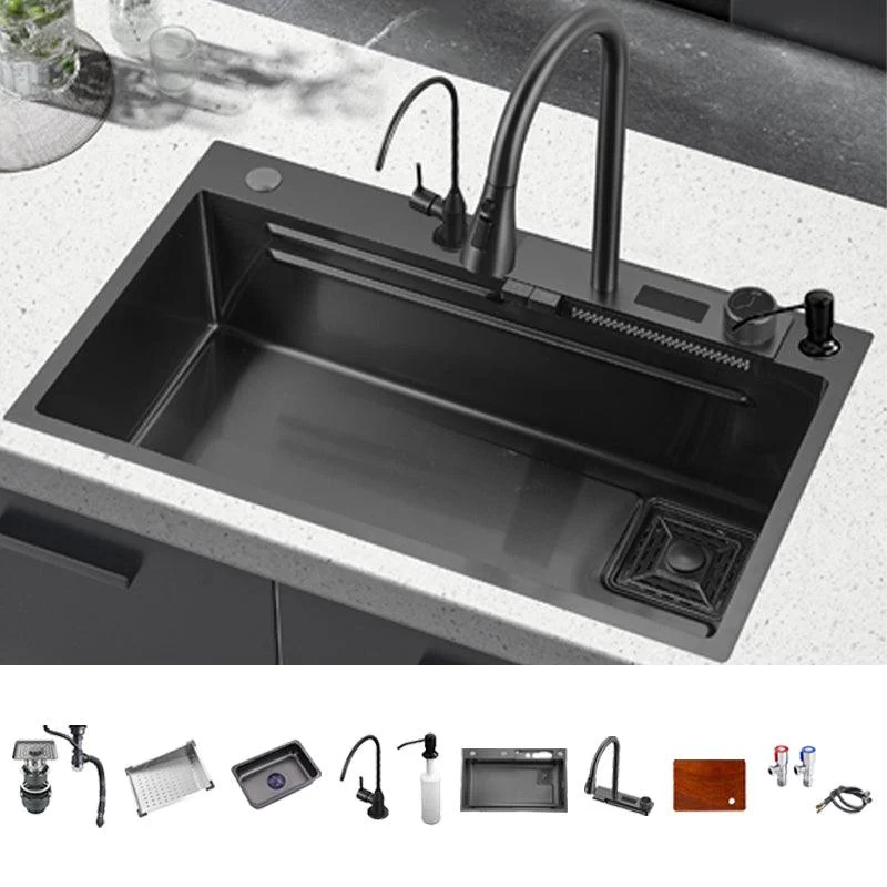 Classic Black Sink Stainless Steel Single Basin Sink with Soundproofing -Bathlova