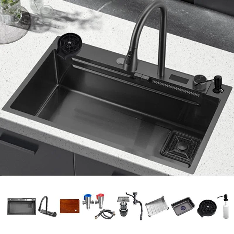 Classic Black Sink Stainless Steel Single Basin Sink with Soundproofing -Bathlova