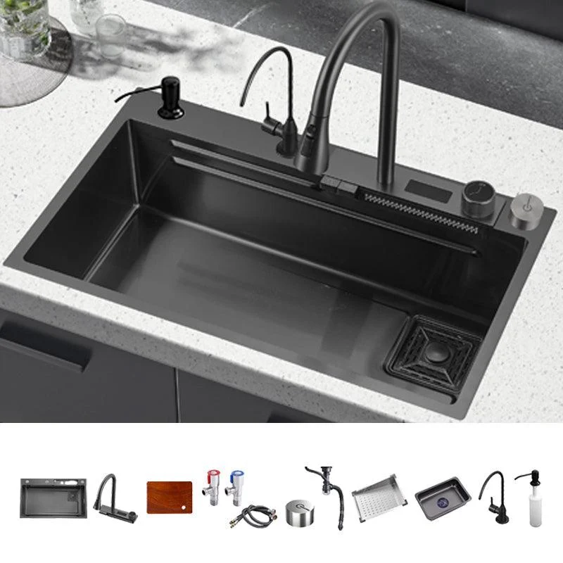 Classic Black Sink Stainless Steel Single Basin Sink with Soundproofing -Bathlova