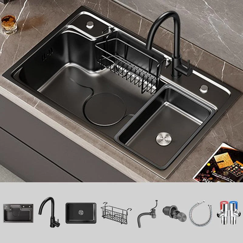 Classic Black Sink Stainless Steel Workstation Sink with Tap -Bathlova