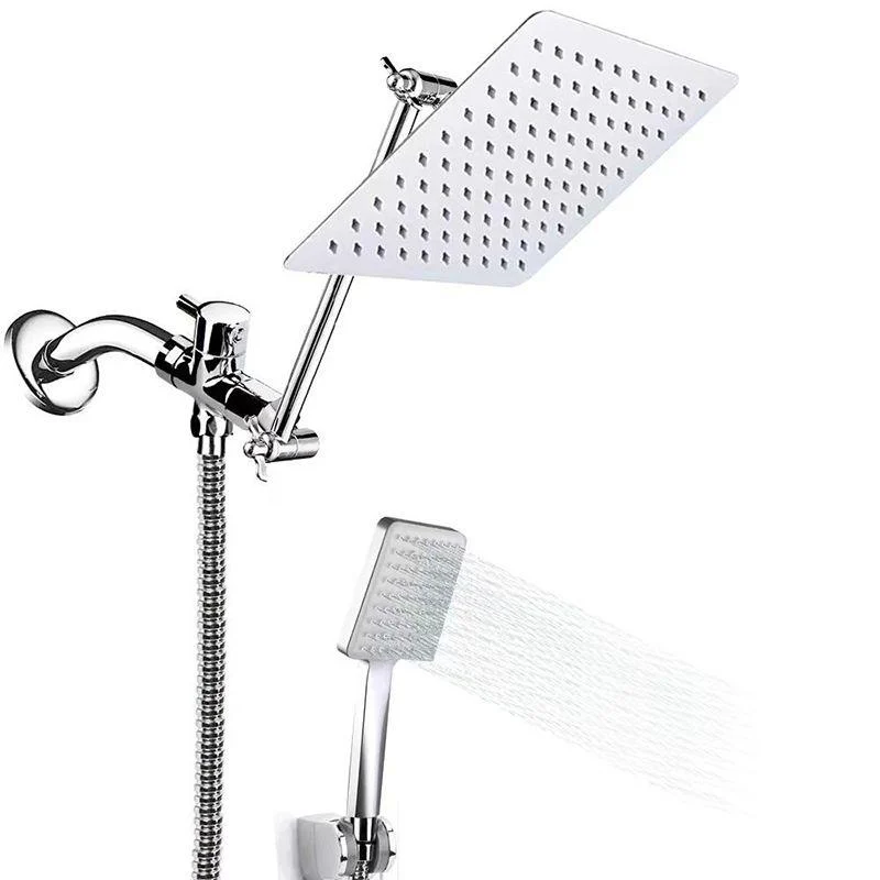 Classic Dual Shower Head Water Efficient Suqare Metal Dual Shower Head -Bathlova