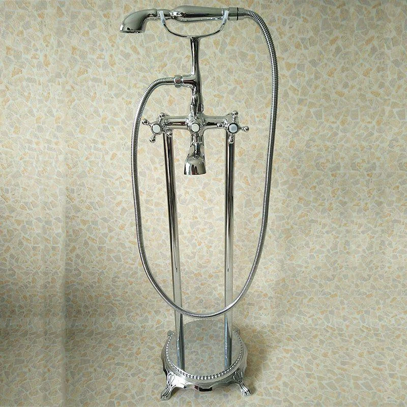 Classic Freestanding Tub Filler with Hand Shower Floor Mounted Tap -Bathlova