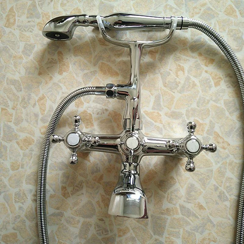 Classic Freestanding Tub Filler with Hand Shower Floor Mounted Tap -Bathlova