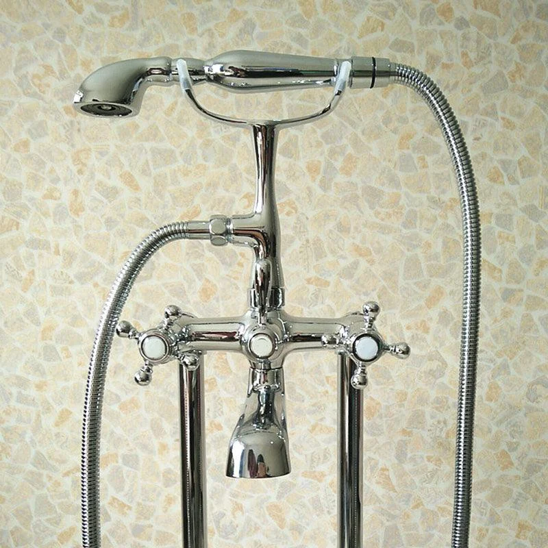 Classic Freestanding Tub Filler with Hand Shower Floor Mounted Tap -Bathlova