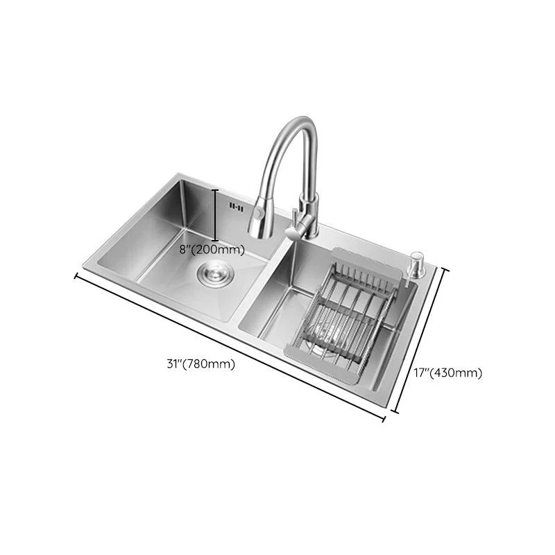 Classic Kitchen Sink Stainless Steel Corrosion Resistant Kitchen Sink with Basket Strainer -Bathlova