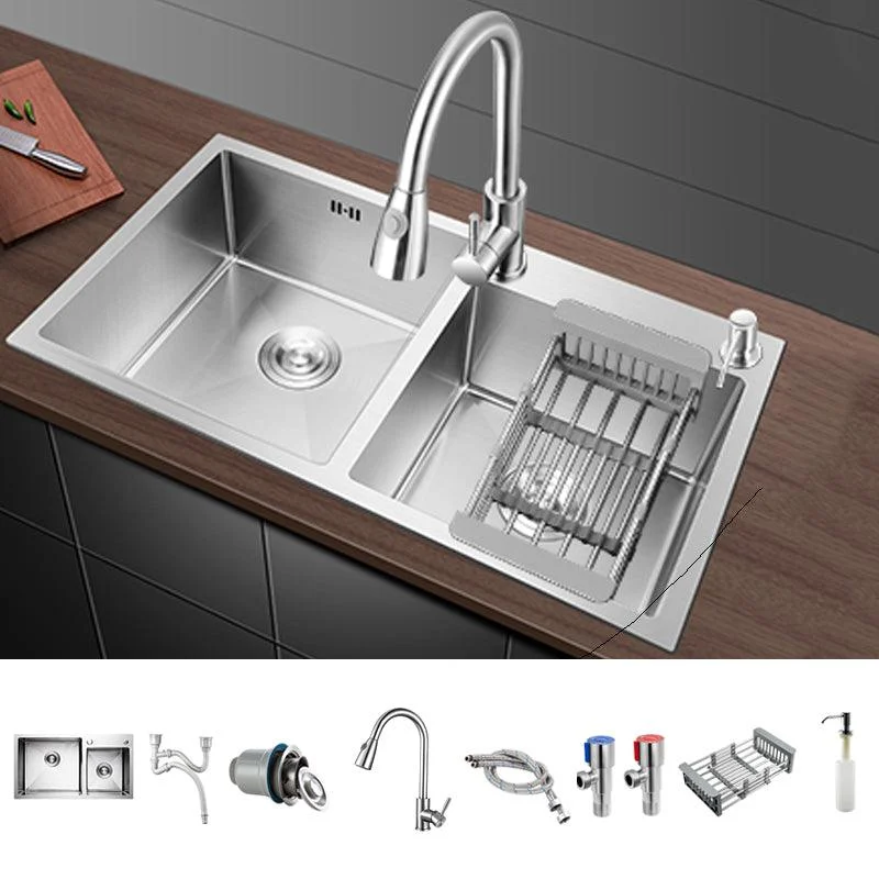 Classic Kitchen Sink Stainless Steel Corrosion Resistant Kitchen Sink with Basket Strainer -Bathlova