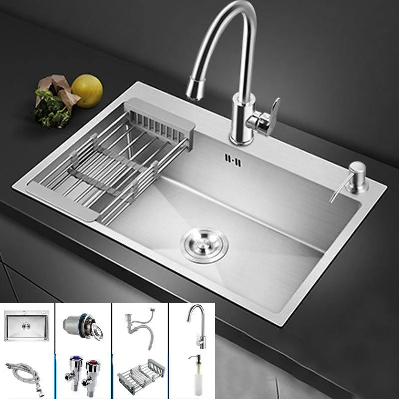 Classic Kitchen Sink Stainless Steel Friction Resistant Kitchen Sink with Drain Assembly -Bathlova