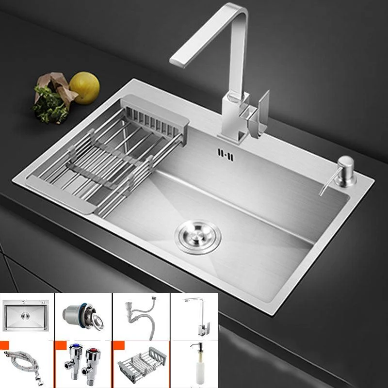 Classic Kitchen Sink Stainless Steel Friction Resistant Kitchen Sink with Drain Assembly -Bathlova