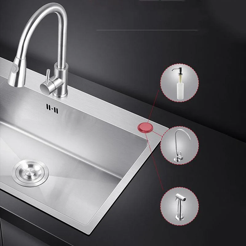 Classic Kitchen Sink Stainless Steel Friction Resistant Kitchen Sink with Drain Assembly -Bathlova